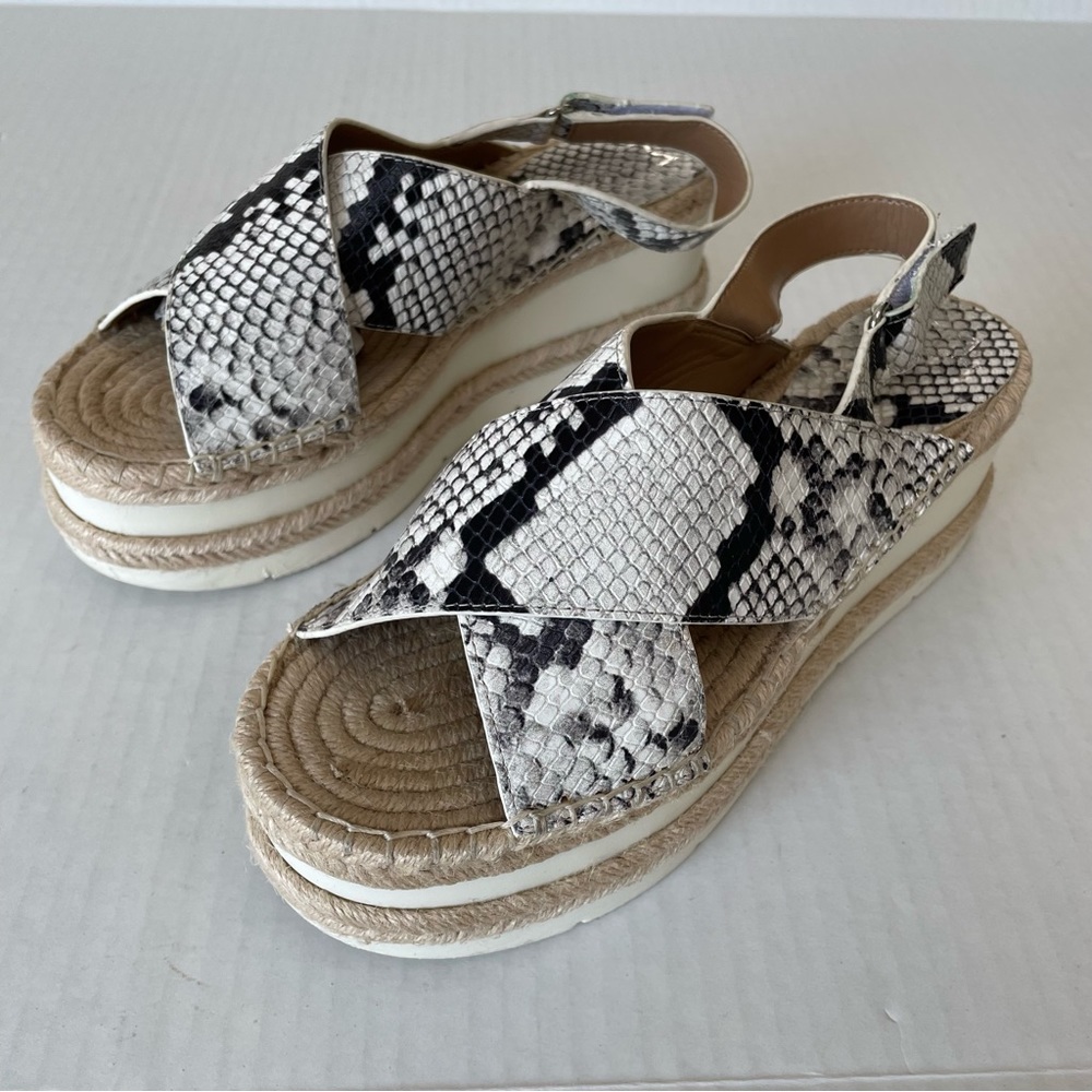 Marc Fisher Gandy Espadrille Size 9 M Womens Slingback Wedge Sandals Snakeskin